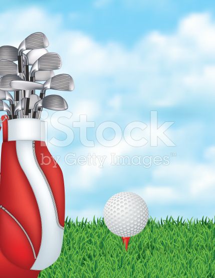 429x556 Golf Bag With Clubs. The Bag Is Filled With Eight Clubs And In