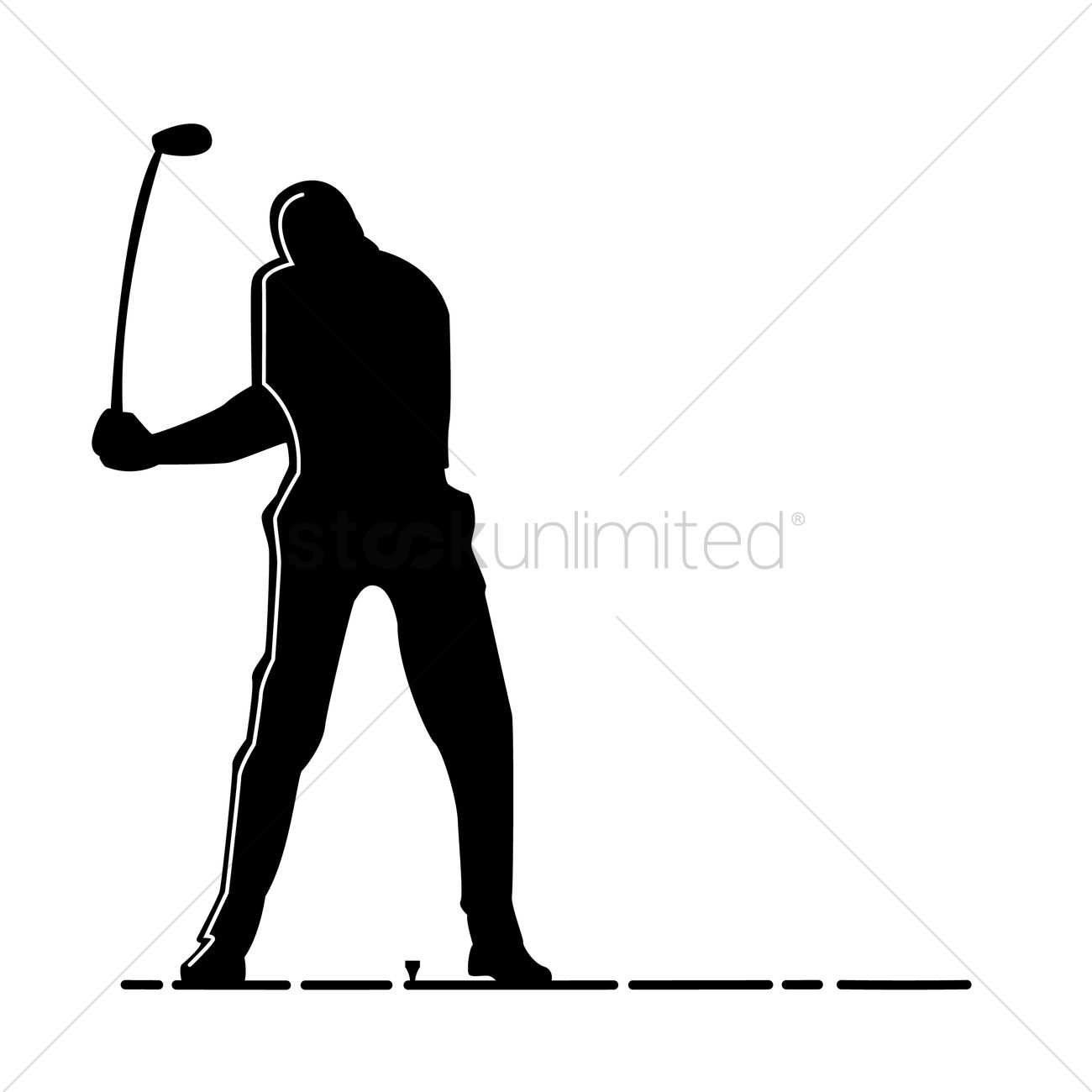 1300x1300 Silhouette Of Man Playing Golf Vector Image