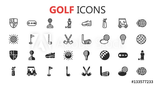 500x273 Simple Modern Set Of Golf Icons. Premium Symbol Collection. Vector