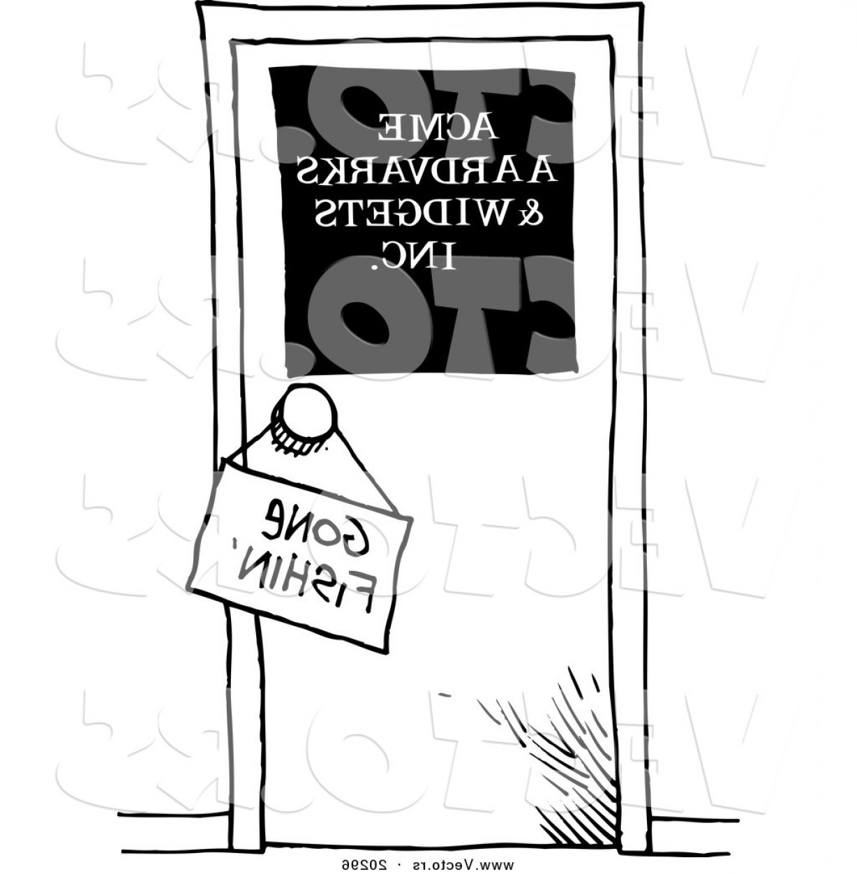 1228x1252 Vector Of A Cartoon Gone Fishing Sign On A Door Coloring