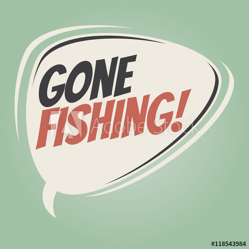 500x500 Gone Fishing Retro Speech Balloon