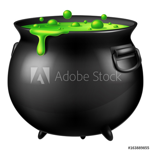 500x500 Halloween Witch Cauldron With Bubbling Green Goo. Vector