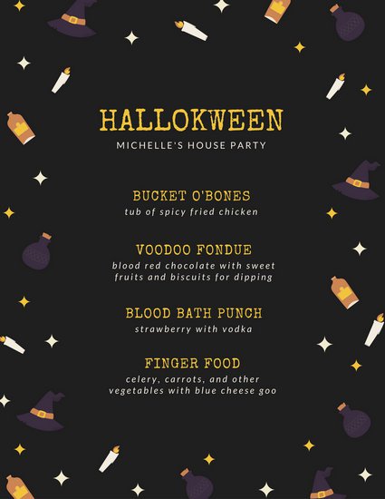 425x550 Black With Halloween Vector Icons Halloween Menu
