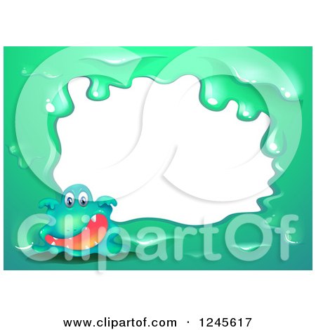 450x470 Clipart Of A Green Monster Goo Slime Border