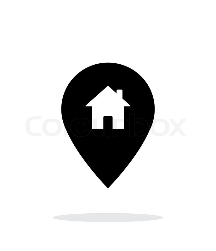686x800 Map Pin With Home Icon On White Background. Vector Illustration