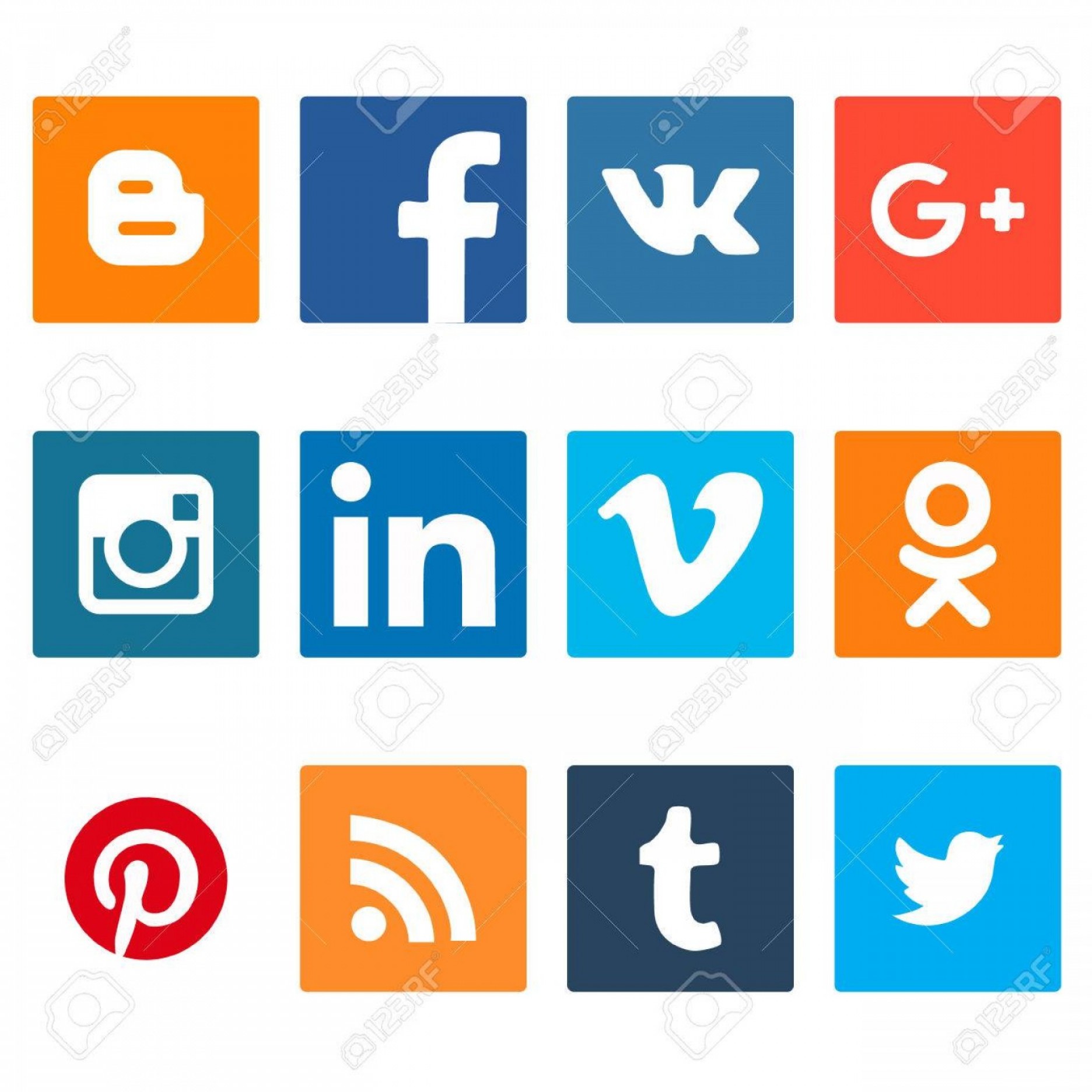 1872x1872 Photostock Vector Collection Of Popular Social Media Logos Printed