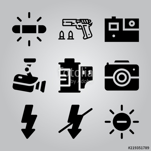 500x500 Simple 9 Icon Set Of Camera Related Film Roll, Gopro, White
