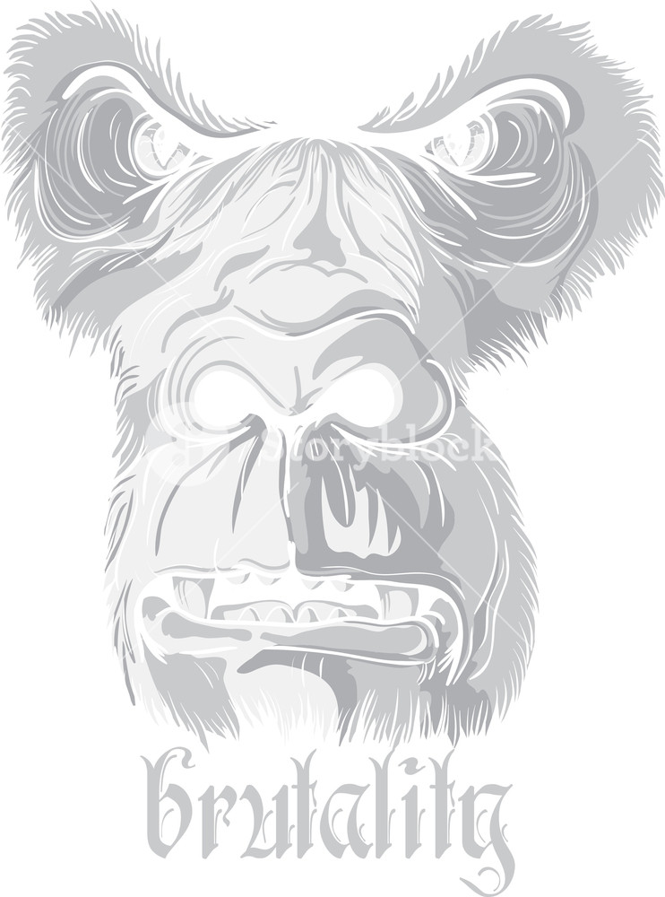 742x1000 Vector T Shirt Design With Gorilla Face Royalty Free Stock Image