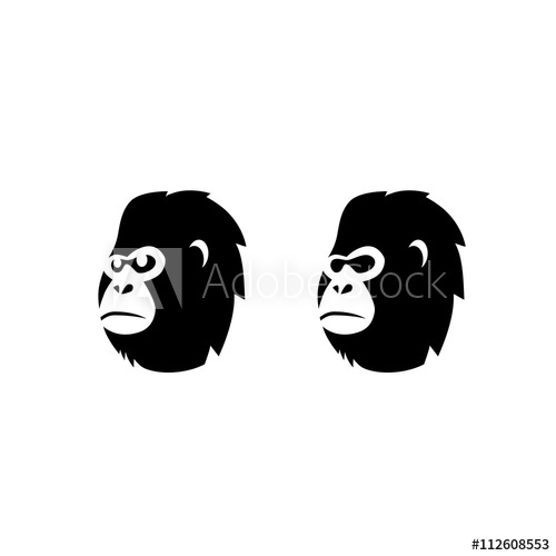 500x500 Gorilla Monkey Head Vector Logo
