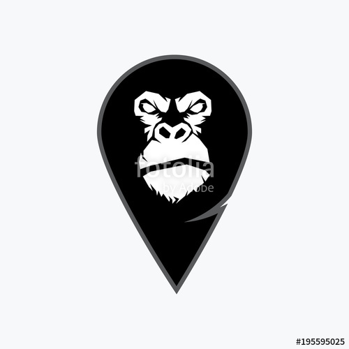 500x500 Gorilla Head Vector, Monkey Head Vector, Ape Face Logo Stock