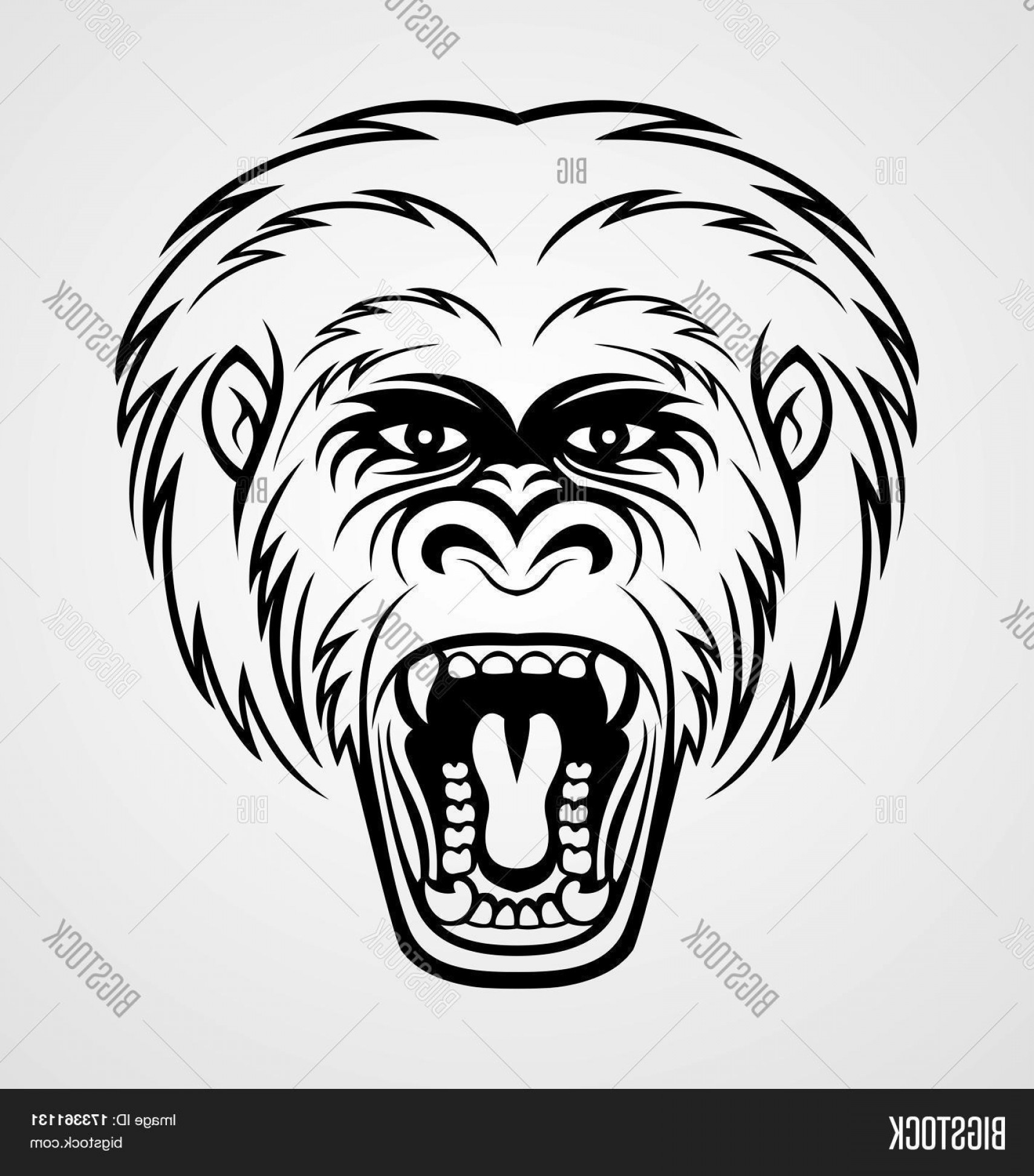 1710x1944 Stock Vector Angry Gorilla Head Tattoo Design Vector Illustration