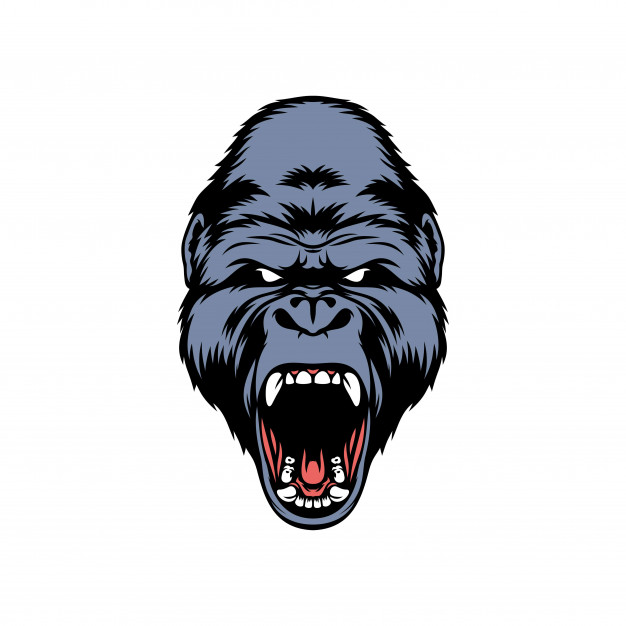 626x626 Gorilla Big Foot Head Wild Animal Mascot Vector Illustration