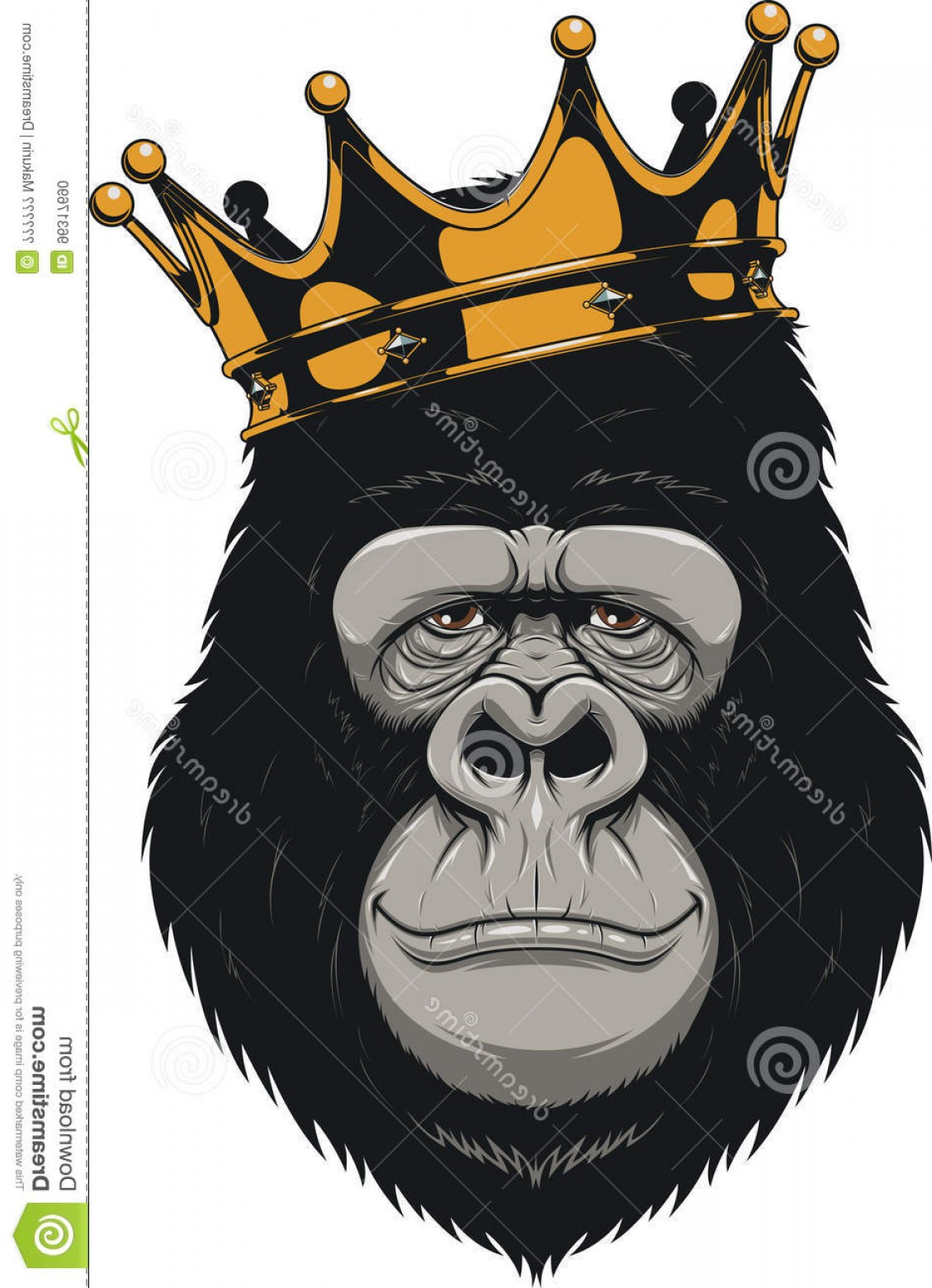 1129x1560 Stock Illustration Funny Gorilla Head Vector Illustration Crown