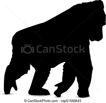 450x438 Silhouette Of Gorilla. Silhouette Of Walking Gorilla.