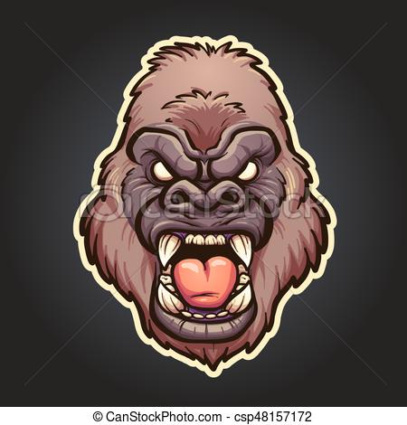 450x470 Angry Gorilla Mascot. Vector Clip Art Illustration With Simple