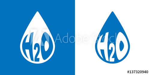 500x250 Icono Plano Gota H2o Azul Y Blanco