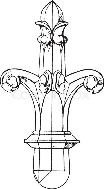 442x800 Early Gothic Finial, Three Dimensional Cross, Made Out Of Stone