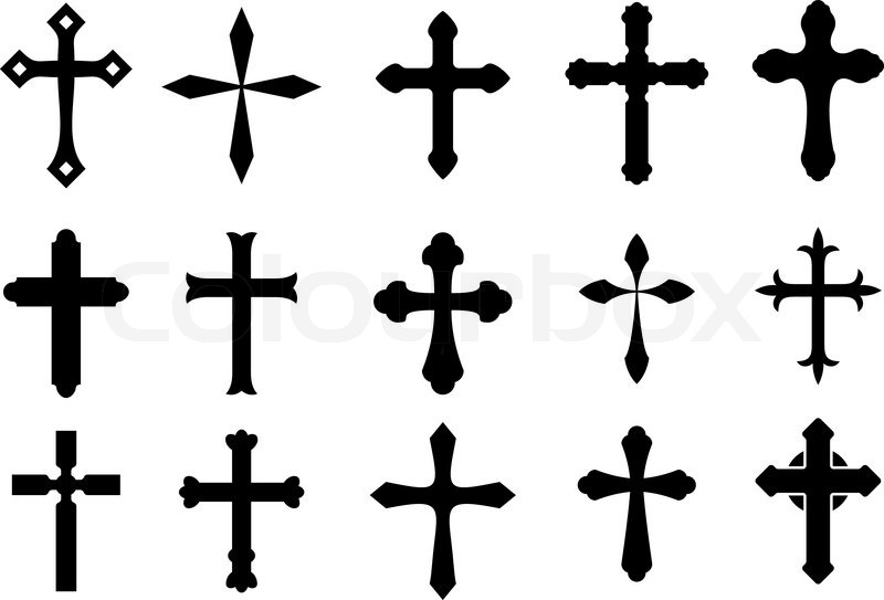 800x543 Set Of Religious Cross Symbols Isolated On White Stock Vector