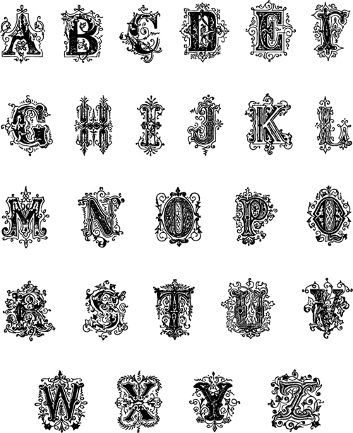 500x612 Gothic Alphabets Vector Material 02 Free Download