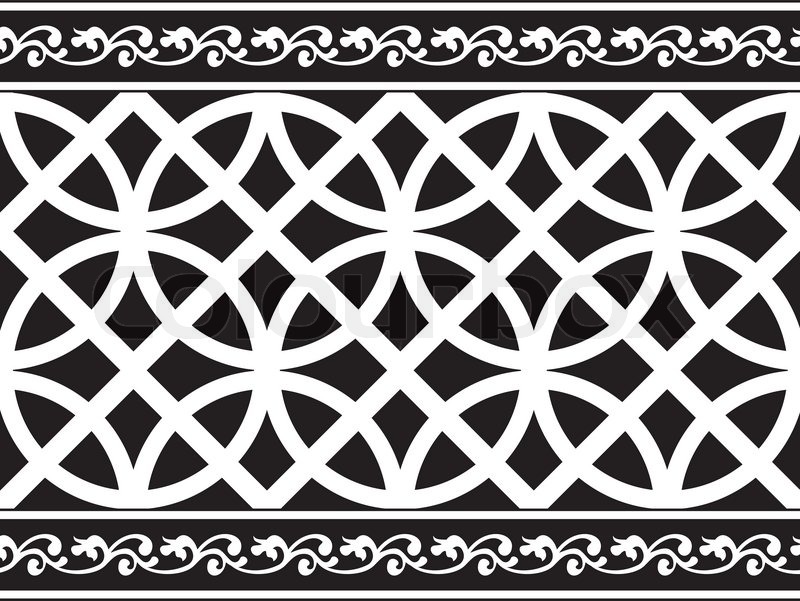800x601 Seamless Black And White Gothic Floral Vector Texture Border