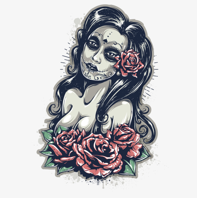 650x651 Vector Gothic Style, Girls, Rose, Beauty Flower Png And Vector For
