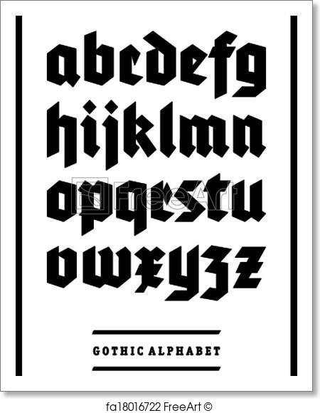450x580 Free Art Print Of Vector Gothic Font Alphabet Type Freeart