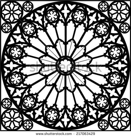 450x470 Silhouette Rose Window Gothic Vector Illustration Mandalas