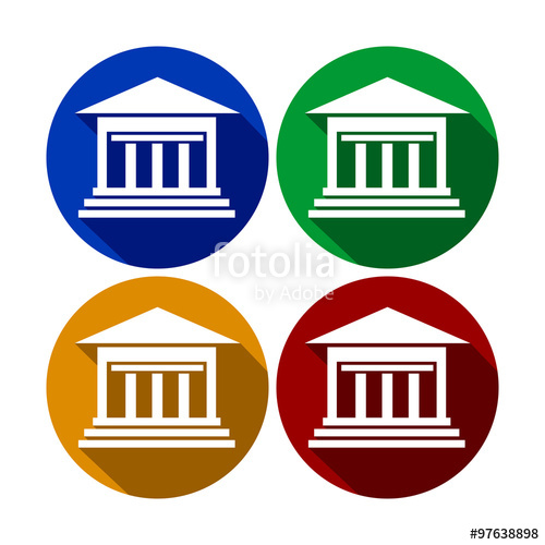 500x500 Government Institute Building Circle Flat Icons Stock Image And