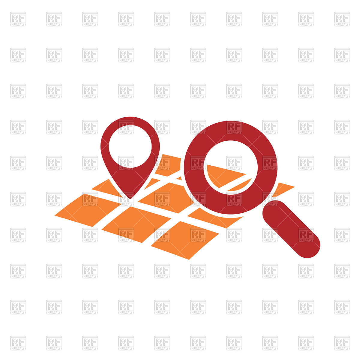 1200x1200 Map Gps Mark With Magnifying Glass Symbol Vector Image Vector