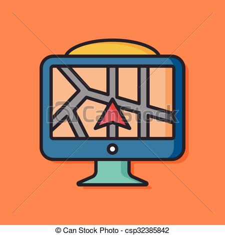 450x470 Computer Gps Vector Icon.