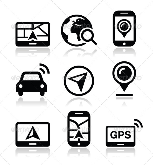 590x634 Gps, Navigation Travel Vector Icons Set By Redkoala Graphicriver