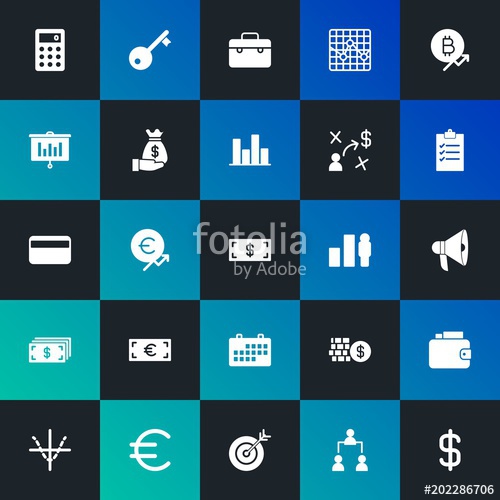 500x500 Modern Simple Set Of Business, Money, Charts Vector Fill Icons