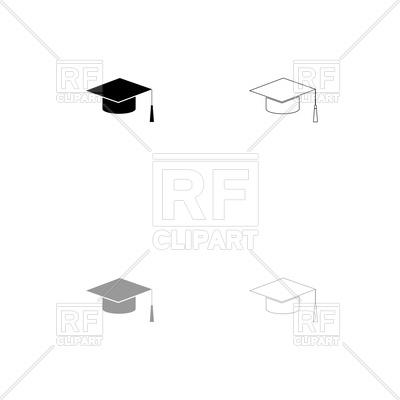 400x400 Graduation Cap Black And Grey Set Icon Vector Image Vector