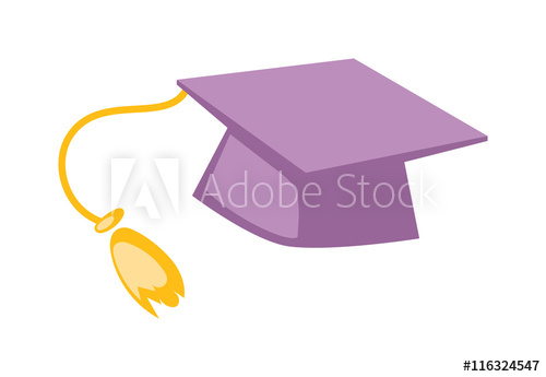 500x345 Graduation Cap Diploma Hat Icon Vector Illustration. University