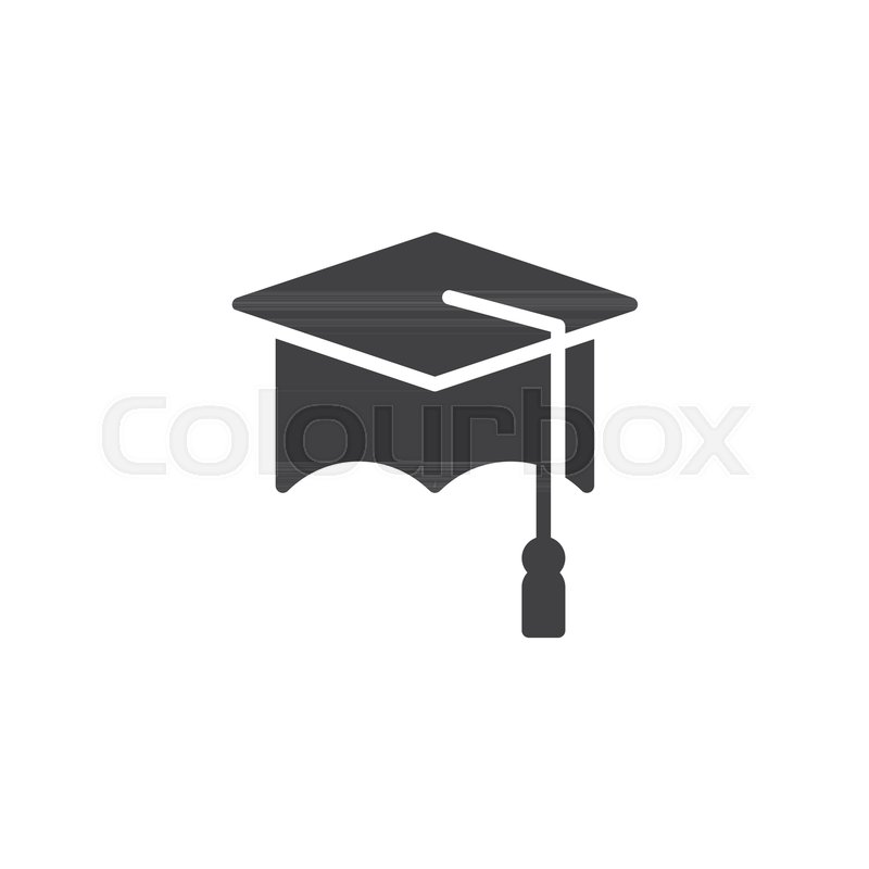 800x800 Graduation Cap Icon Vector, Filled Flat Sign, Solid Pictogram