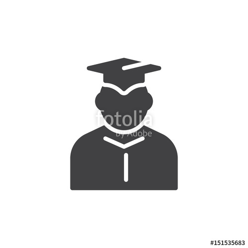 500x500 Student In Mantle And Graduation Cap Icon Vector, Filled Flat Sign