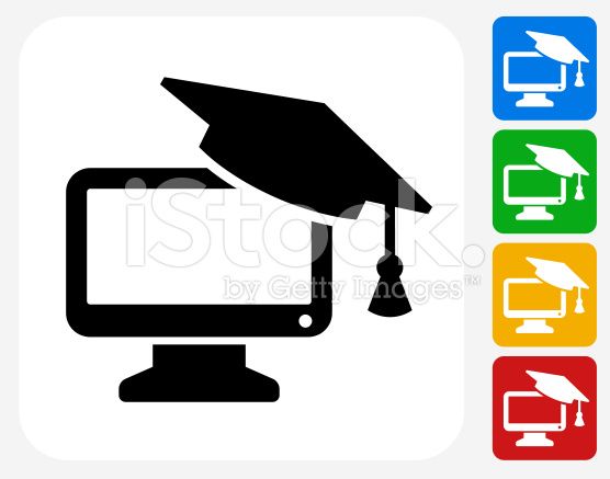 556x437 Desktop And Graduation Cap Icon. This 100% Royalty Free Vector