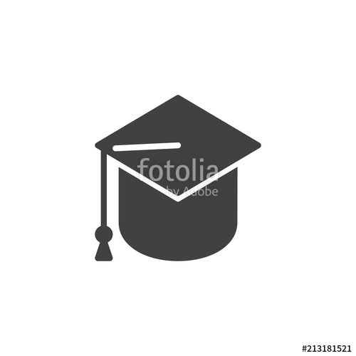500x500 Graduation Cap Vector Icon. Filled Flat Sign For Mobile Concept