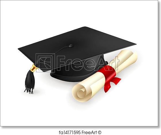 560x470 Free Art Print Of Graduation Cap And Diploma, Vector Freeart