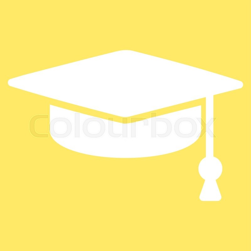 800x800 Graduation Cap Vector Icon. Style Is Flat Symbol, White Color