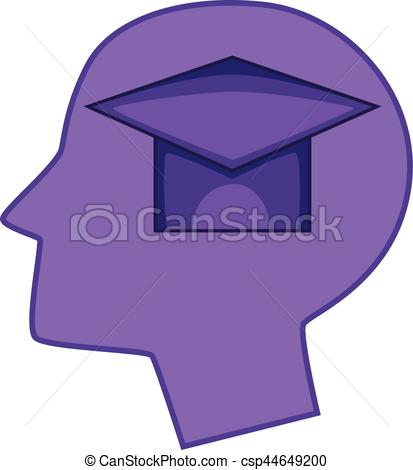 413x470 Graduation Cap Inside Human Head Icon. Cartoon Illustration Of