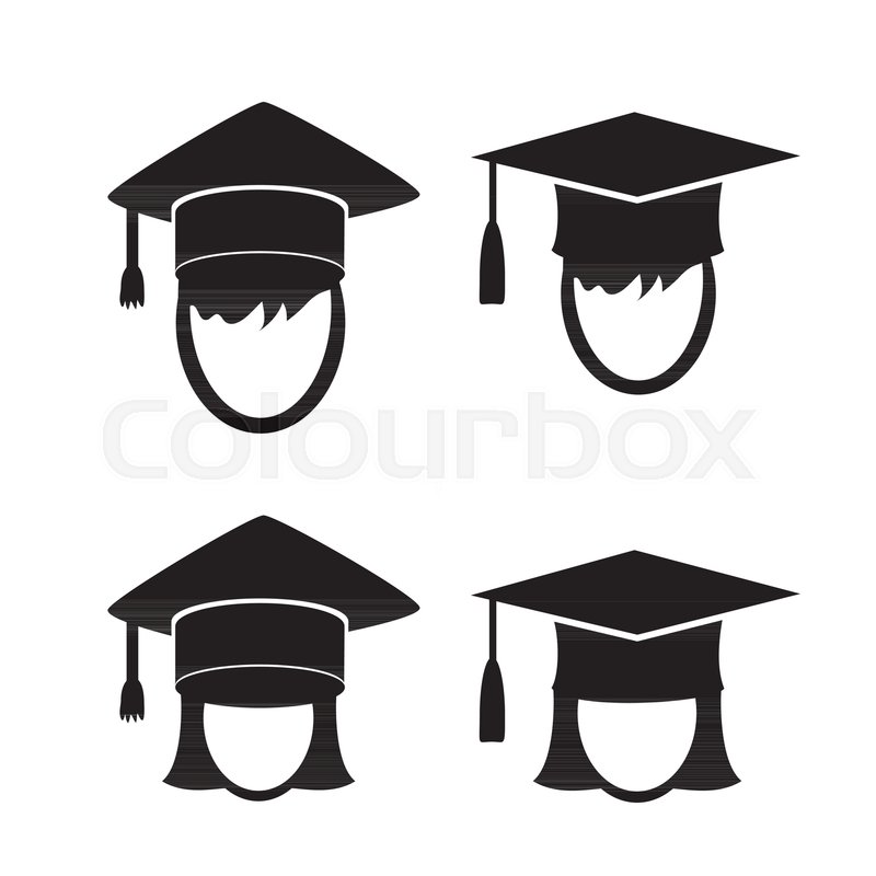800x800 Graduation Cap Vector Icons Set. Illustration Isolated For Graphic