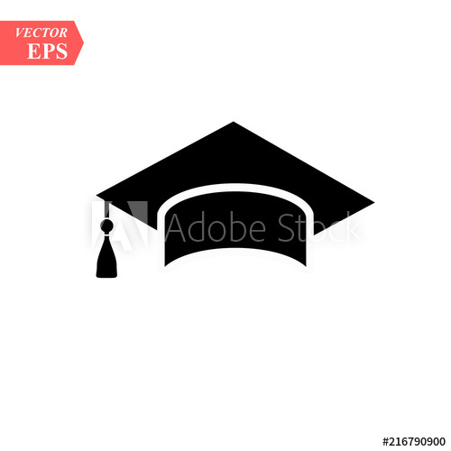 500x500 Graduation Hat Vector Icon Isolated On White Background