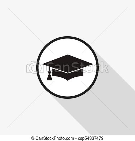 450x470 Vector Icon Graduation Cap With A Long Shadow On The Background