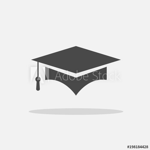 500x500 Graduation Cap Vector Icon With Flat Shadow For Education School