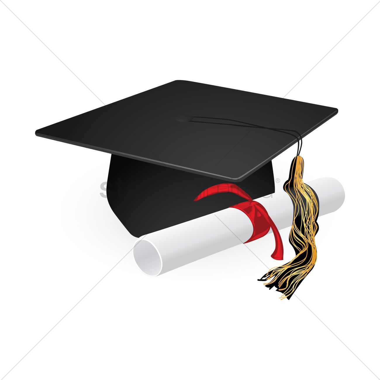 1300x1300 Graduation Cap And Diploma Scroll Vector Image