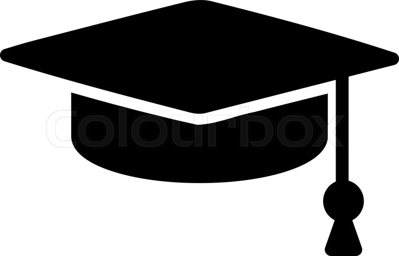 800x513 Graduation Cap Vector Icon. Style Is Flat Symbol, Black Color