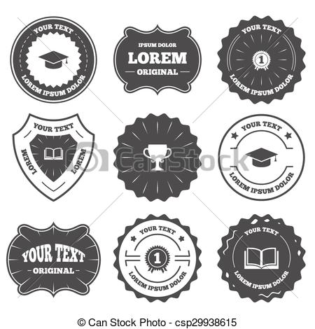 450x470 Graduation Icons. Education Book Symbol. Vintage Emblems, Labels