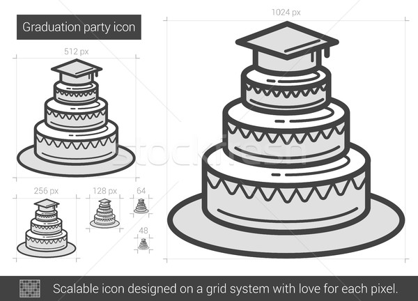 600x432 Graduation Party Line Icon. Vector Illustration Andrei Krauchuk