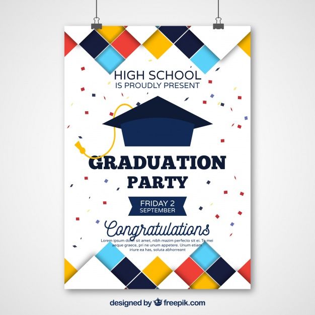 626x626 Graduation Party Poster With Colored Squares Free Vector My